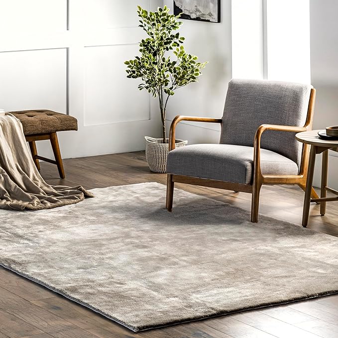nuLOOM 4' x 6' Cozy Plush Area Rug, Machine Washable, Non-Slip, Soft Fluffy Shag Carpet for Living Room Bedroom Kids Room Nursery Home Decor, Loni Beige