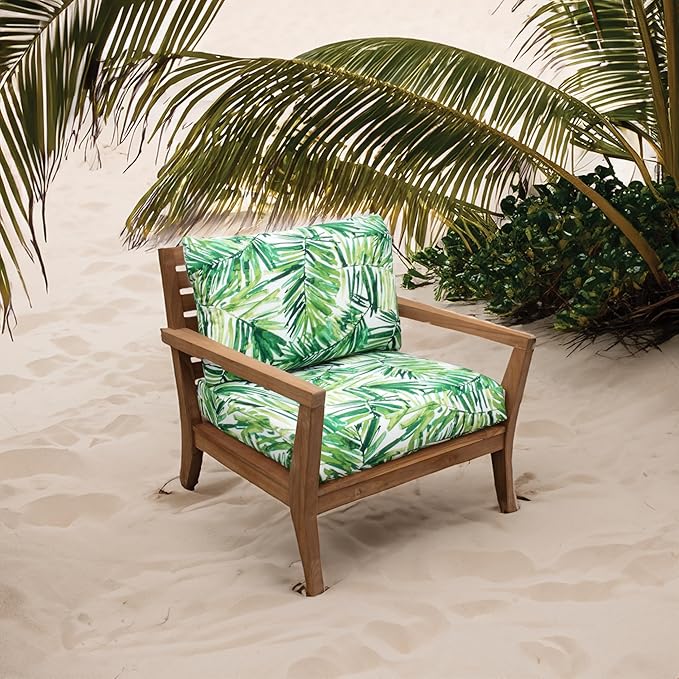 Tommy Bahama Deep Seating Lounge Cushion, 26" X 26" X 4", Coastal Palm Green Leaf