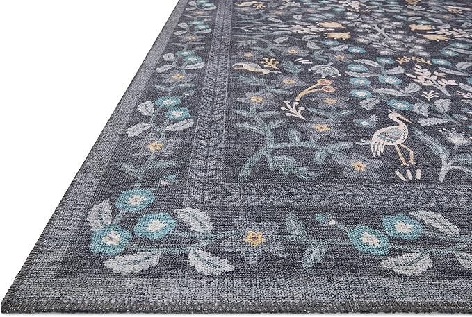Loloi Rifle Paper Co. Maison Collection MAO-01 Nightingale Black 2'-3" x 3'-9", .19" Pile Height, Accent Rug