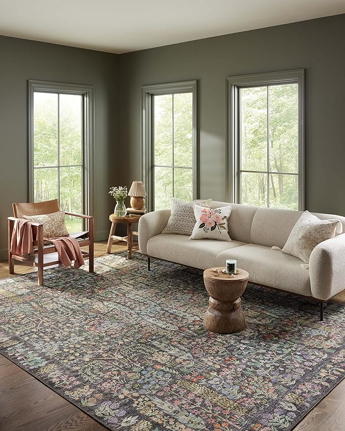 Loloi Rifle Paper Co. Maison Collection MAO-07 Charcoal 8'-4" x 11'-6", .19" Pile Height, Area Rug