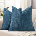 decorUhome Navy Blue Chenille Throw Pillow Covers 26x26 Set of 2 Thick Textured Slubby Couch Pillow Covers Farmhouse Accent Modern Neutral Decorative Pillow Cases for Bed Sofa Living Room