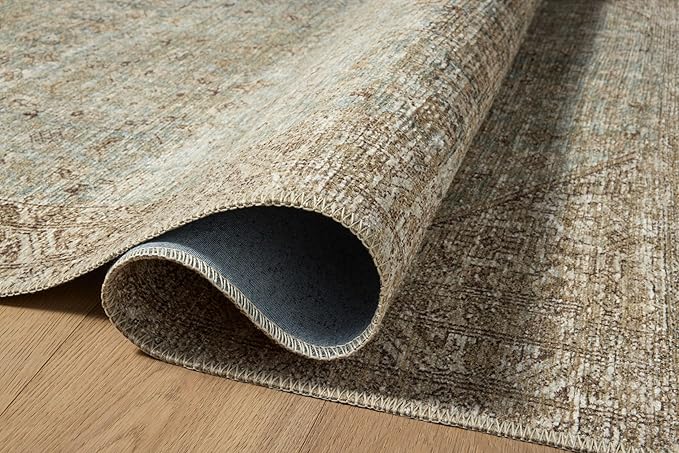 Loloi Amber Lewis Cambria Collection CBR-05 Aqua/Natural 7'-6" x 9'-6" Area Rug Jute, Neutral, Vintage Style, Antique Tone, Living, Bedroom, Dining, Carpet