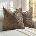 FUTEI Dark Coffee Flannel Throw Pillow Covers 24x24 Inch Set of 2,Soft Dimensional Textured European Cushion Cases,Modern Home Decor for Couch Living Room