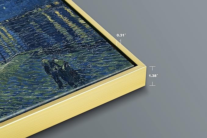 Wieco Art Framed Art Giclee Canvas Prints of Starry Night Over The Rhone Canvas Prints Wall Art by Van Gogh Paintings Reproduction Abstract Framed Artwork for Wall Decor