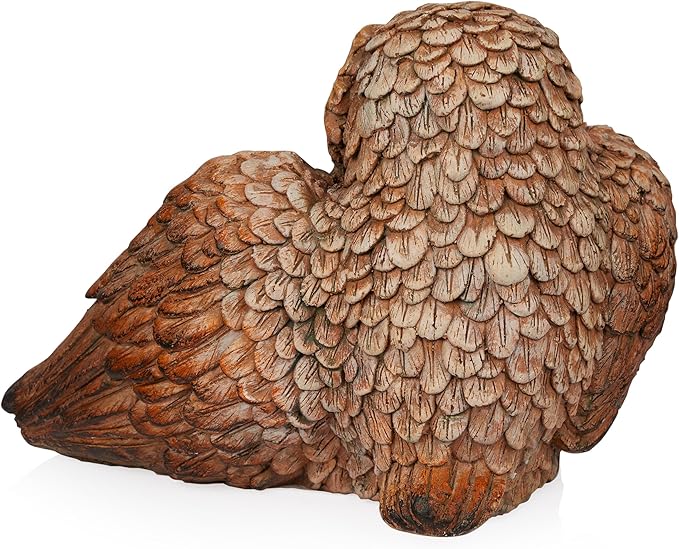Alpine Corporation QFC366HH Indoor Outdoor Owl Mom Protecting Babies Garden Statue, Loving Owl Family Statue, 11" Tall, Brown