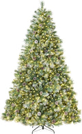 Best Choice Products 7.5ft Pre-Lit Scotch Pine Christmas Tree, Premium Frosted Pre-Decorated Artificial Holiday Decor w/ 1,320 Branch Tips, 2-in-1 White and Multicolor LED Lights, Cordless Setup