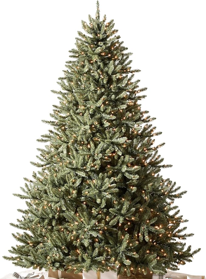 Balsam Hill 4.5ft Pre-Lit Classic Blue Spruce - Artificial Christmas Tree with 300 Clear Incandescent Lights, Easy Plug Technology, Premium Stand for Indoor Holiday Decorating