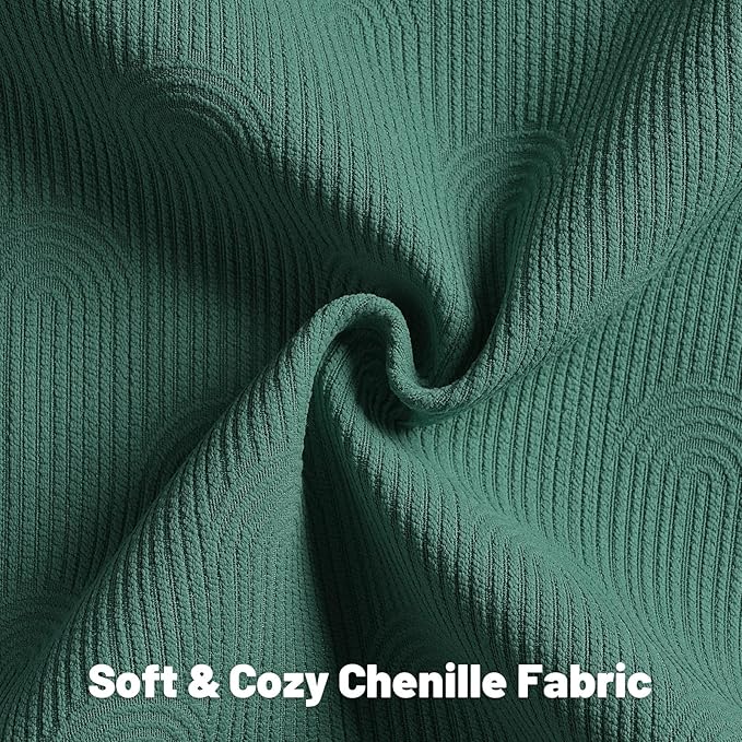 FUTEI Teal Chenille Decorative Throw Pillow Covers 12x20 Inch Set of 2,Soft Cozy Striped Geometric Patterns Lumbar Pillow Cases,Modern Home Decor for Couch Bed Living Room