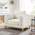 VANOMi 41.34" Oversized Accent Chair, Upholstered Armchair with Solid Wood Legs Living Room Chairs with Wide Armrest Pads, Reading Chair for Bedrooms, Apartments, Living Rooms, Offices（Beige）