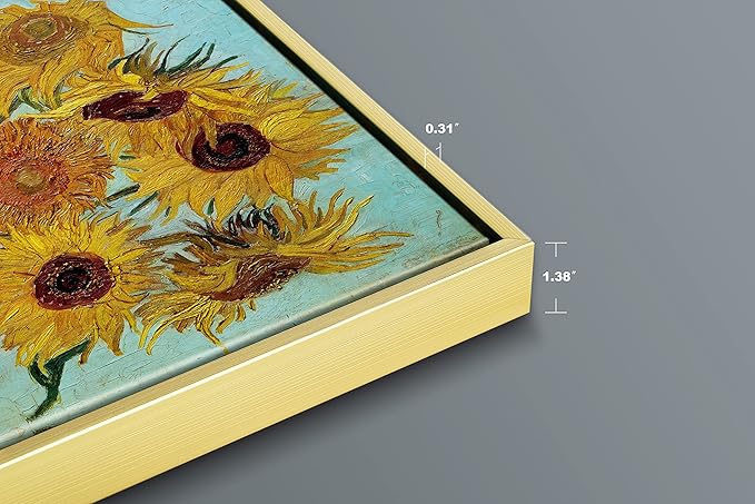Wieco Art Framed Art Sunflower Large Canvas Prints Wall Art by Vincent Van Gogh Oil Paintings Framed Canvas Wall Art for Living Room Wall Decor Bedroom Home Office Decor