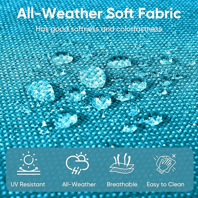 9-Piece Outdoor Patio Cushion Set - Fade & Water Resistant with Removable Olefin Cover, 22x24x4 Inch Memory Foam Cushions for Wicker Sectional Sofa – Teal/Buckle