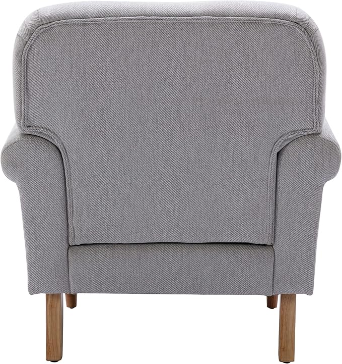 DM-Furnitue Wide Armchair Modern Linen Accent Chair Comfy Reading Chairs Upholstered Lounge Chair Single Sofa Couch for Bedroom/Living Room, Grey