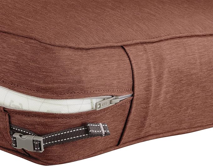 Classic Accessories Montlake Water-Resistant 23 x 25 x 5 Inch Rectangle Outdoor Seat Cushion, Patio Furniture Chair Cushion, Heather Henna Red, Patio Furniture Cushion Covers
