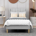 AGARTT Upholstered Platform Bed Frame Twin Size with Headboard and Footboard/Wooden Slats Support/No Box Spring Needed/Easy Assembly,Light Grey Linen
