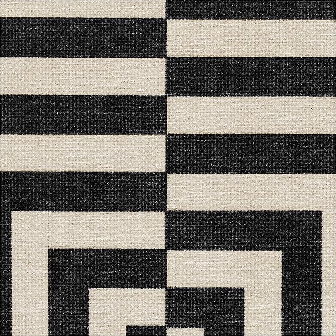 RUGGABLE x Jonathan Adler Machine Washable Modern Area Rug – Op Art Charcoal 8 ft Round, Stain-Resistant, Non-Slip – Large Rugs for Living Room, Bedroom, Hallway, Entryway & Office–with Standard Pad