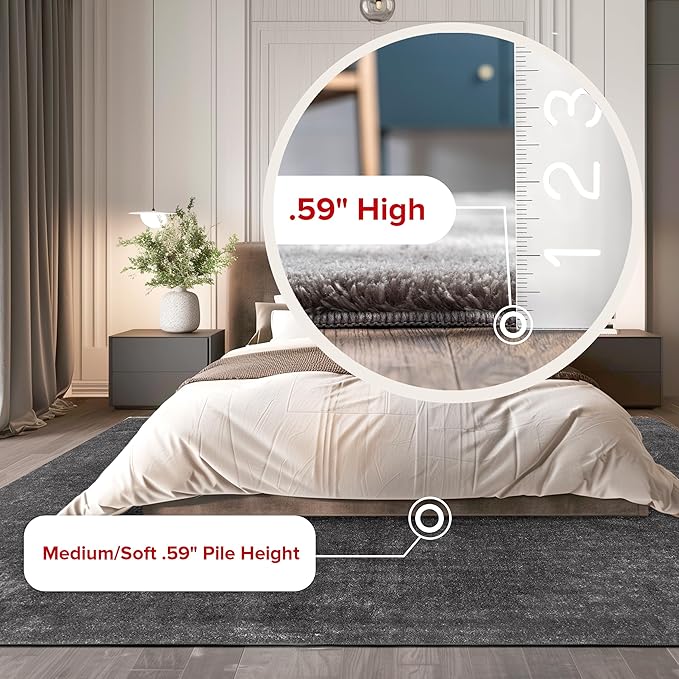 nuLOOM 5' x 8' Cozy Plush Area Rug, Machine Washable, Non-Slip, Soft Fluffy Shag Carpet for Living Room Bedroom Kids Room Nursery Home Decor, Loni White