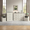 Farmhouse Dresser and Nightstand Sets, 4Pcs Bedroom Furniture Set, Nightstand Set of 2 & 55" Wide 8 Drawer and 44" Tall 5 Drawer Dresser with Large Drawers & Bar Handles, White