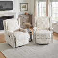 Lumibee Recliner Chairs Set of 2, 360° Swivel Rocker Recliner Chair with Footrest High Back, Comfy Upholstered Glider Rocking Chair for Living Room Bedroom (Beige)