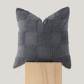 Double Stitch 100% Cotton Throw Pillow Covers - Checkered Tufted Boho Decorative Pillow Covers 20x20, Made in India, Square Cushion Case, Modern Home Decor for Couch, Sofa, Living Room, Charcoal Grey