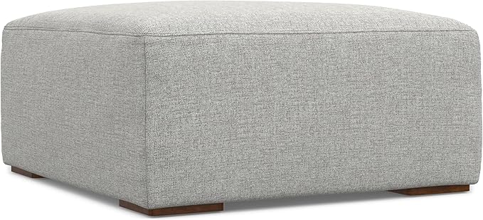 SIMPLIHOME Rex Modular Sofa and Ottoman Set in 100% Recycled Polyester Tightly Woven Performance Fabric, Pale Grey, 88-inch-Wide 2-Seater Couch and Matching 34-inch-Wide Table Ottoman for Living Room