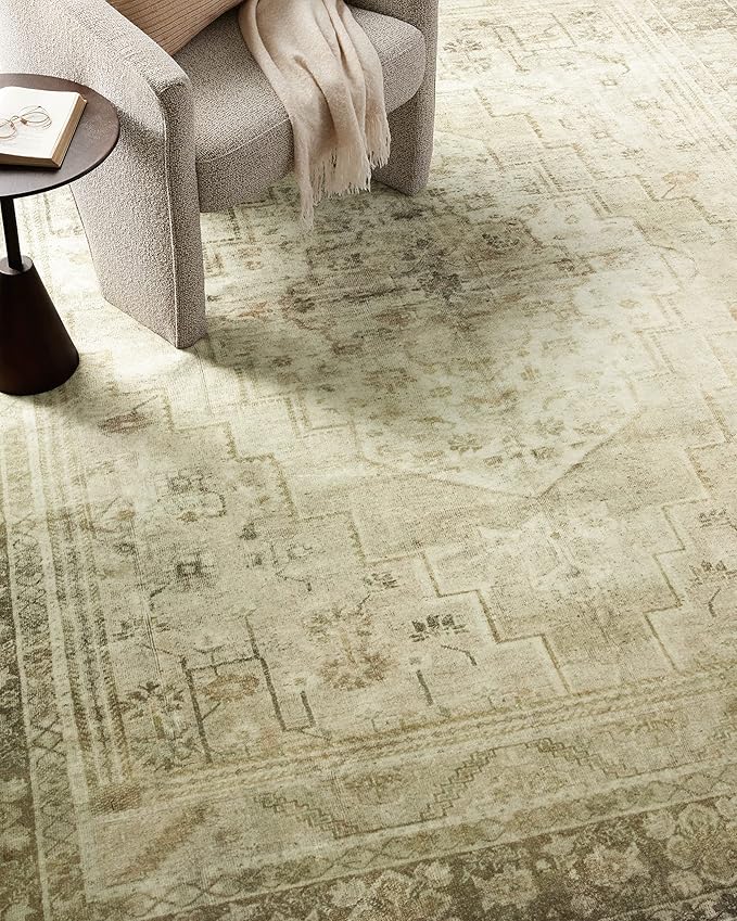 Loloi Magnolia Home by Joanna Gaines Banks Collection BAN-06 Natural/Granite 8'-6" x 11'-6", .13" Pile Height, Machine Washable, Area Rug