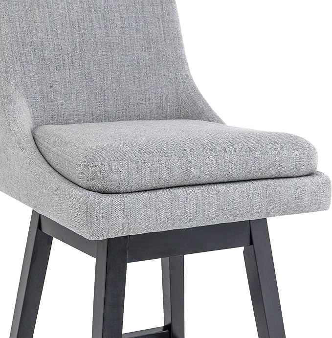 Bar Stools Set of 2, 26 Inch Upholstered Barstools with 14.2" High Back and Footrest, Swivel Counter Height Barstools for Kitchen Island Home Bar Performance Fabric Gray