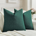 FUTEI Teal Chenille Decorative Throw Pillow Covers 20x20 Inch Set of 2,Soft Cozy Faux Linen Textured Cushion Case,Farmhouse Home Decor for Couch Living Room