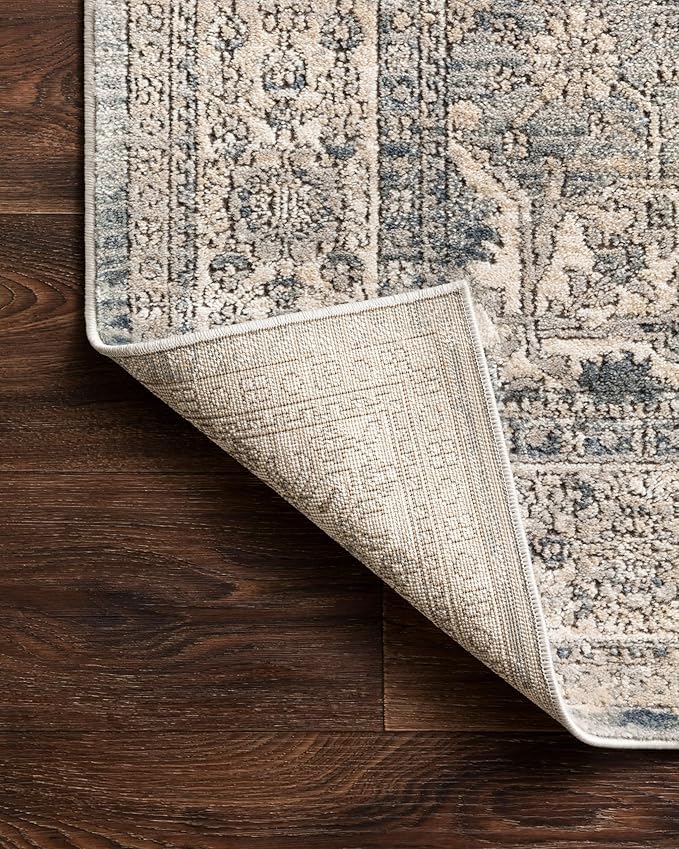 Loloi Teagan Collection TEA-04 Sky/Natural 9'-9" x 13'-6" Area Rug, Large, Soft Neutral Rug, High-Traffic for Living Room, Bedroom, Home Office, Dining Area