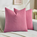 FUTEI Hot Pink Decorative Throw Pillow Covers 20x20 Inch Set of 2,Soft Cozy Wheat Ear Striped Patterns Cushion Cases,Modern Home Decor for Couch Bed Living Room
