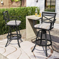 Pellebant 30" Sunbrella Outdoor Bar Stools Set of 2, Aluminum Swivel Patio Bar Height Barstools with Back & Footrest, Tall Barstool Chairs for Deck Lawn Garden, Milano Char