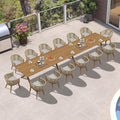 PURPLE LEAF 16 Pieces Outdoor Dining Set with Patio Aluminium Dining Table and Wicker Chairs Modern Furniture Cushions Sets for Backyard Indoor Decor Kitchen Teak