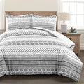Lush Decor Hygge Geo Reversible 3 Piece Cotton Duvet Set, Full/Queen, Black & White