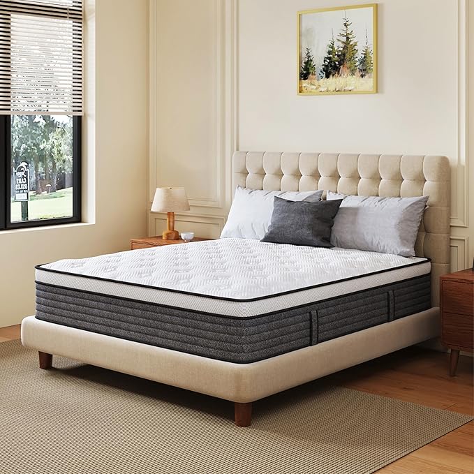 CH CHARME HOUSE Twin XL Mattress, 14 Inch Twin XL Size Hybrid Mattress in a Box, Medium Feel Foam and Individual Pocket Springs, Extra Edge Support, Pressure Relief, CertiPUR-US