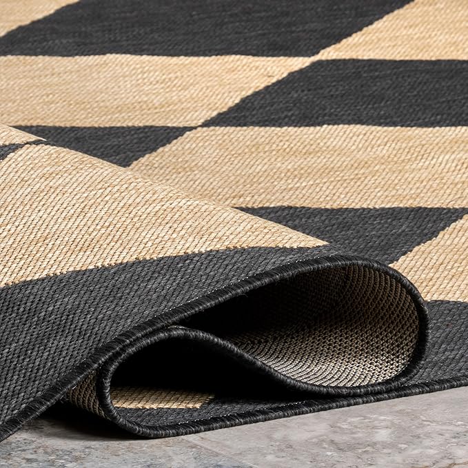 nuLOOM 7' Square Outdoor Performance Area Rug, Stain Resistant, Weather Resistant, High Traffic, Patio, Balcony, Outside, Sabina Dark Grey