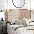 SAFAVIEH Home Collection Tufted Linen Headboard, QUEEN, Taupe/Rustic Oak