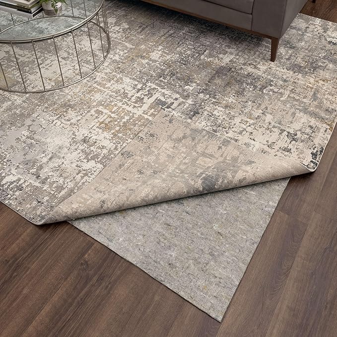 Mohawk Home 4' x 6' Non Slip Grip Rug Pad 3/8" Thick Dual Surface Felt Cushion + Rubber Gripper - Safe for All Floors