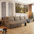 135.4'' Oversized Cloud Sofa Sectional Couch, Boneless Couch with L-Shape Chaise, Upholstered Compression Modular Sectional Sofa for Living Room, No Assembly Required (Camel, Left Facing Chaise)