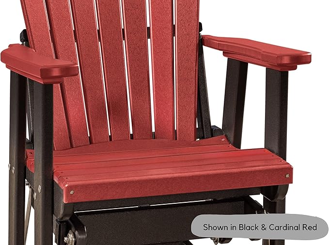 DutchCrafters Slat Fan Back Poly Adirondack Swivel Glider Outdoor Patio Chair (Tudor Brown & Weatherwood)