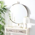 Safavieh Home Collection Orford Brass 30-inch Round Decorative Accent Wall Mirror for Bedroom Living Room Bathroom Entryway