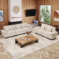 L-Shaped Cloud Modular Sofa Set with Chaise Lounge, 5-Piece Sectional & Deep Seat, Plush Corduroy w/Removable Arms for Living Room - Beige