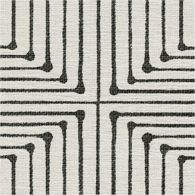 RUGGABLE x Jonathan Adler Machine Washable Modern Runner Rug – Inkdrop Black & Ivory 2.5x7, Stain-Resistant, Non-Slip – Washable Rug for Hallway, Entryway, Living Room & Kitchen–with Cushioned Pad