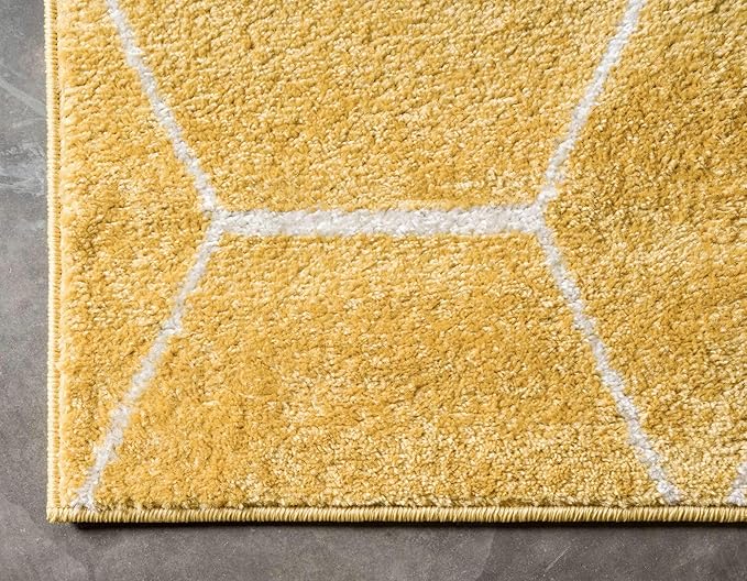 Unique Loom Trellis Frieze Collection Area Rug - Geometric (10' x 14' 1", Yellow/ Ivory)