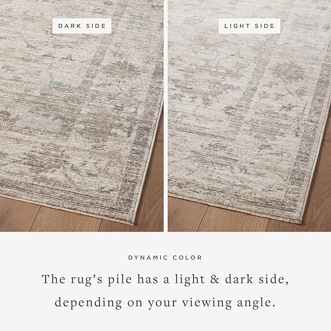 Loloi Magnolia Home by Joanna Gaines Millie Collection MIE-01 Silver/Dove 2'-7" x 8'-0", .25" Pile Height, Runner Rug
