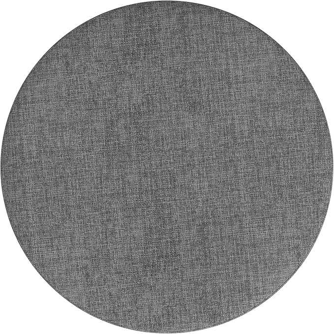 HomePop Upholstered Round Storage Ottoman|Homepop Home Décor|Upholstered Round Foot Rest Ottoman -Gray Woven