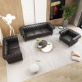 Faux Leather Sofa Couches Set, Modern Comfy Upholstered Couch with Cushions, Home Sofa Sectional Furniture Sets, 3-Piece Mid Century Tufted Chesterfield Couches for Living Room, Bedroom, Office