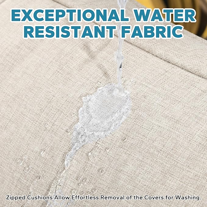 Patio 2 Pieces Wicker Swivel Chairs Set of 2，Outdoor PE Rattan Rocking Glider Armchairs, Water-Resistant Cushions with Removable and Washable Covers, Porch, Balcony, Sunroom (Beige)