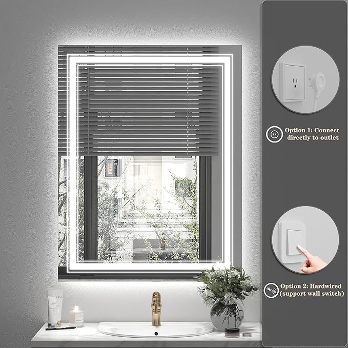 40x36 LED Bathroom Mirror, Lighted Mirror for Bathroom Wall, Backlit and Front lit, Dimmable, Anti-Fog, Shatterpoof, Memory (Horizontal/Vertical)