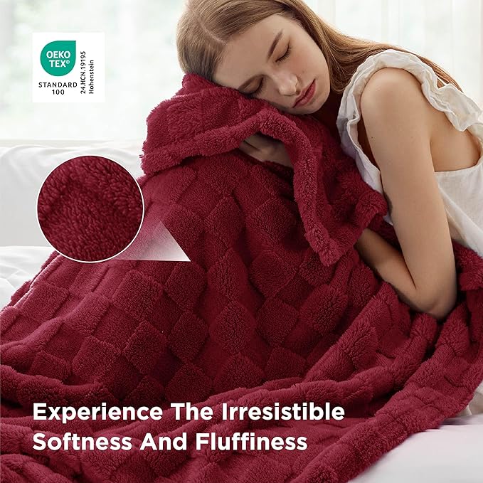 Bedsure GentleSoft Blankets Queen Size for Bed - Super Soft Cozy Blanket for Women Men Girls, Large Fuzzy Fleece Throw for Bedroom Decor, Red, 90x90 Inches