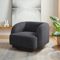 VANOMi Oversized Living Room Chair, Modern Comfy Accent Barrel Chairs, Single Sofa Chair with Wood Legs, Upholstered Armchair for Bedroom, Office, Waiting Room (Dark Gray)