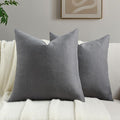 FUTEI Dark Grey Chenille Throw Pillow Covers 20x20 Inch Set of 2,Soft Wide Chevron Textured Cushion Case,Farmhouse Home Decor for Couch Bed Living Room